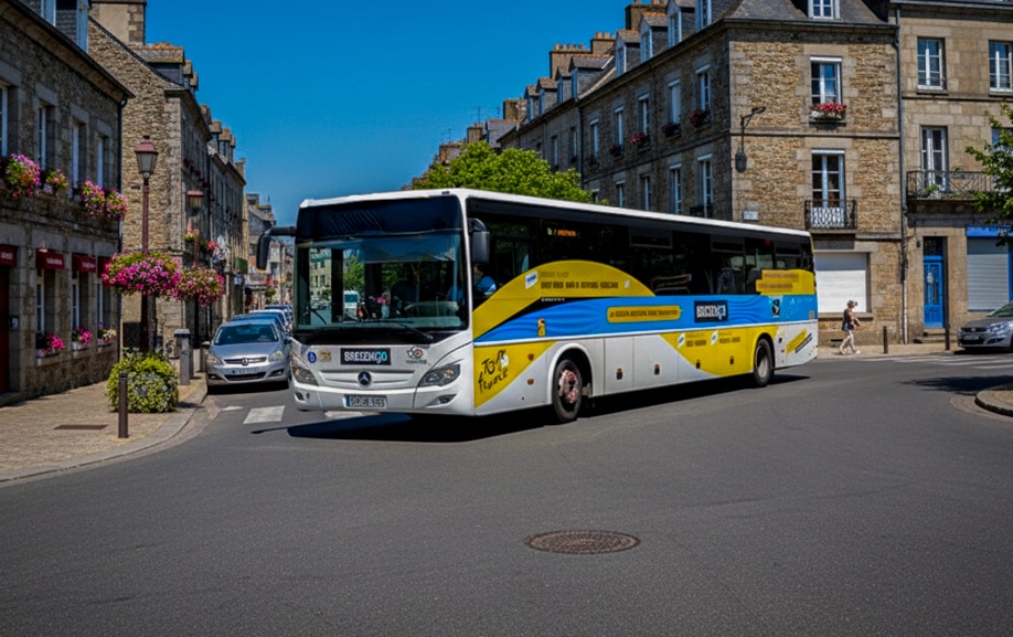 Bus floquer par Sportsign sur les routes pour le Tour de France