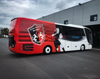 covering sur un bus sportif par Sportsign