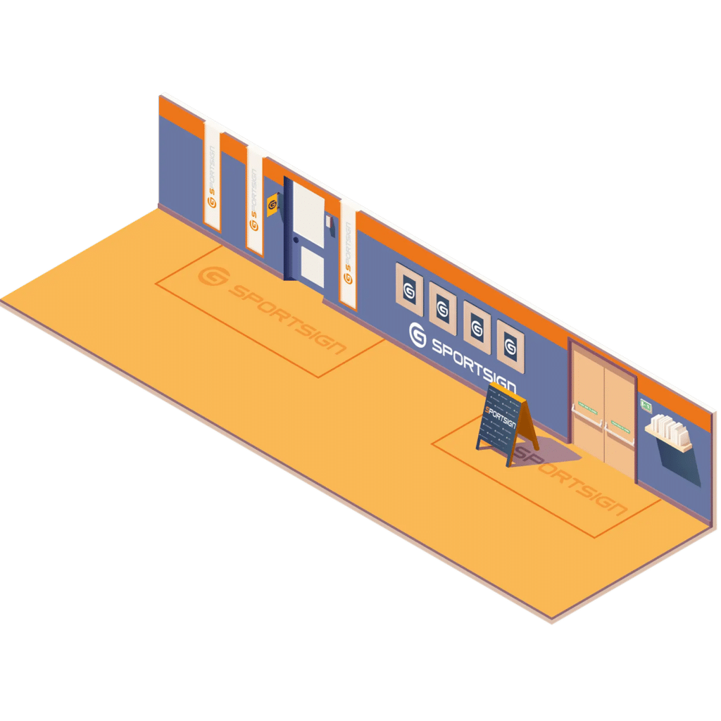 Illustration d'un couloir sportif arborant les couleurs de Sportsign