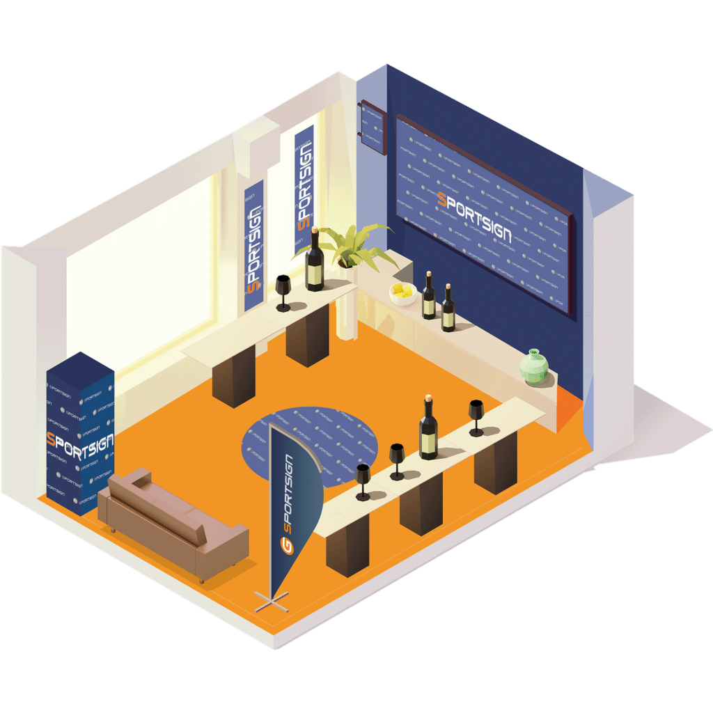 Illustration d'une salle d'hospitalité sportive Sportsign