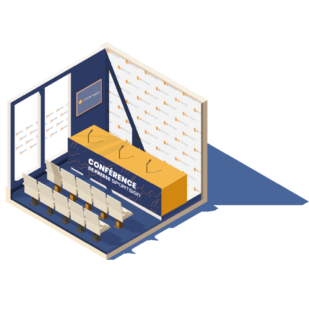Illustration d'une salle de conférence de presse Sportsign