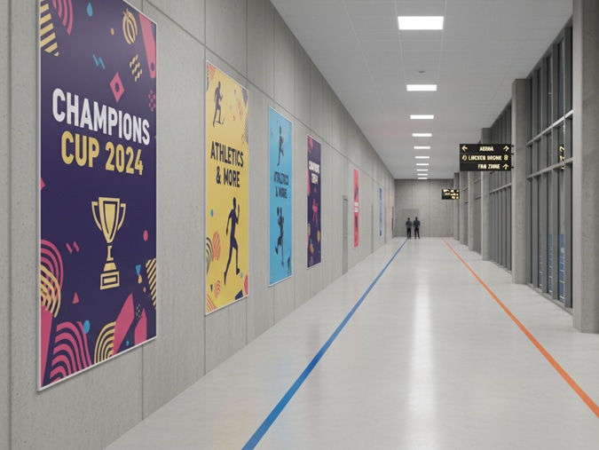 Signalétique couloir sportif dans un complexe