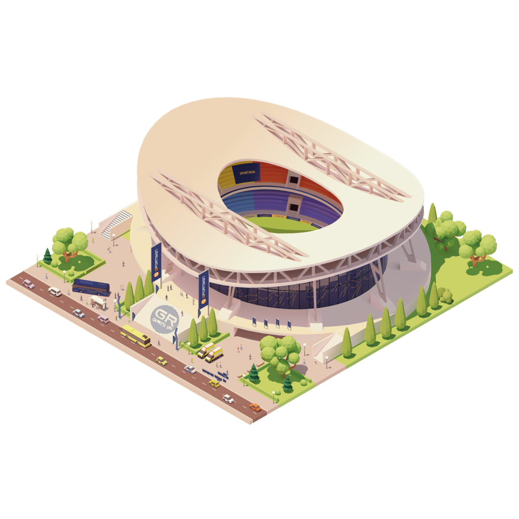 Illustration d'un stade et de son environnement Sportsign