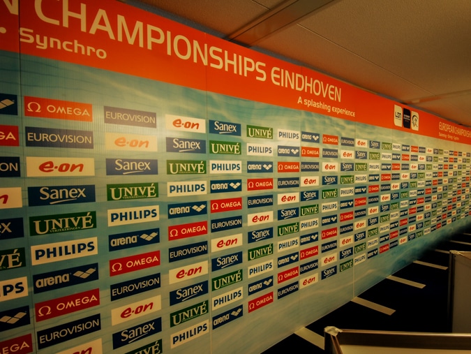 Mur d'interview lors d'une compétition sportive